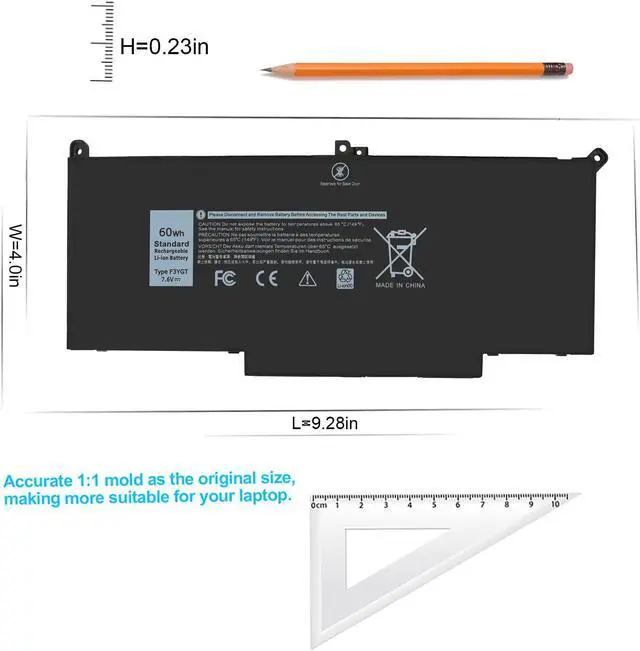 Alt view image 3 of 5 - 60WH F3YGT Laptop Battery, Replacement Dell Latitude 7480 7490 Battery 2X39G for Dell Latitude 7280 7390 7480 7490 7380 7290 12 13 14 7000 P29S002 P73G002 DM3WC KG7VF P73G 451-BBYE 453-BBCF Computer.