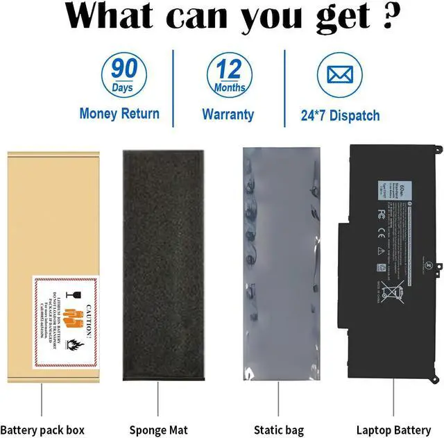 Alt view image 5 of 5 - 60WH F3YGT Laptop Battery, Replacement Dell Latitude 7480 7490 Battery 2X39G for Dell Latitude 7280 7390 7480 7490 7380 7290 12 13 14 7000 P29S002 P73G002 DM3WC KG7VF P73G 451-BBYE 453-BBCF Computer.