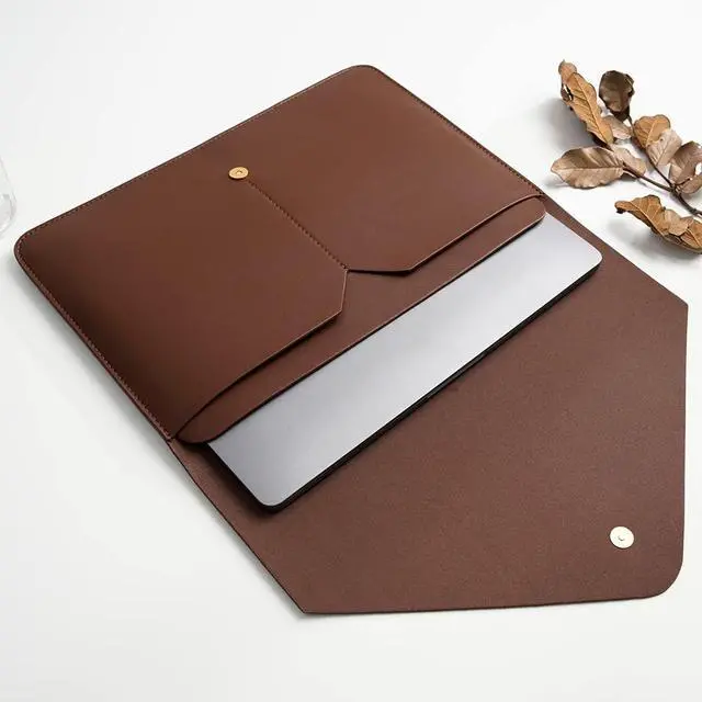 Alt view image 3 of 5 - Benfan PU Leather Laptop Sleeve 13 Inch Compatible for 13 MacBook Air M3 M2,13 MacBook Pro M2, Surface Pro, Dell XPS 13 with Small Pouch, Mouse Pad and Cord Organizer Color Dark Brown