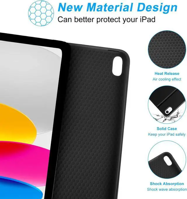 Alt view image 4 of 5 - besky for iPad 11th 10th Generation Case with Keyboard - Detachable Bluetooth Keyboard Case with Pencil Holder for iPad 11-inch A16 2025 10th Gen 10.9 Inch 2022 (Black)