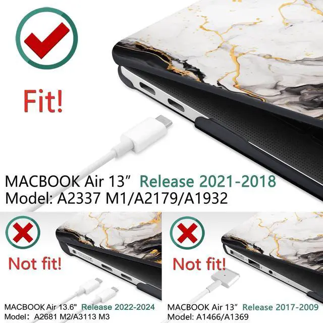 Alt view image 2 of 5 - DONGKE Compatible with MacBook Air 13 inch Case 2021 2020 2019 2018 Release A2337 M1 A2179 A1932 with Retina Display & Touch ID, Plastic Hard Shell & Keyboard Cover - Abstract Marble