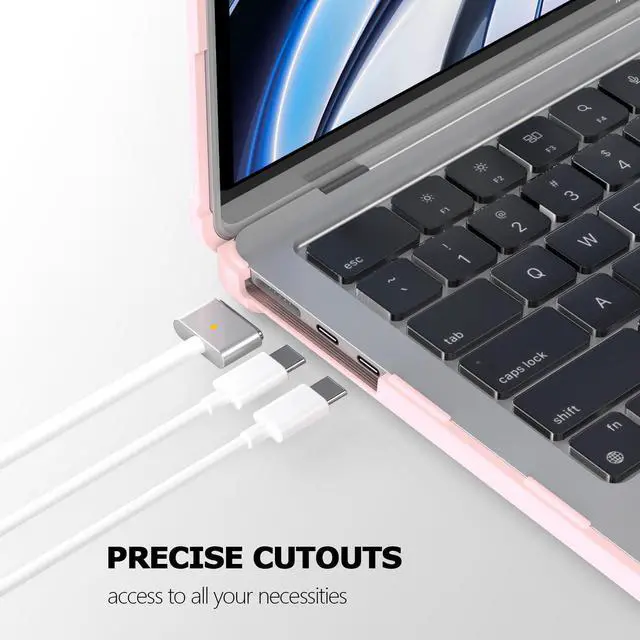 Alt view image 3 of 5 - DONGKE for MacBook Air 13.6 inch Case M3 M2 2024 2023 2022 Model A3113 A2681, Heavy Duty Sturdy Protective Hard Shell Case with Foldable Stand + Keyboard Cover + Type C Adapter - Baby Pink