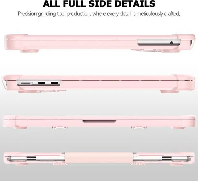 Alt view image 4 of 5 - DONGKE for MacBook Air 13.6 inch Case M3 M2 2024 2023 2022 Model A3113 A2681, Heavy Duty Sturdy Protective Hard Shell Case with Foldable Stand + Keyboard Cover + Type C Adapter - Baby Pink