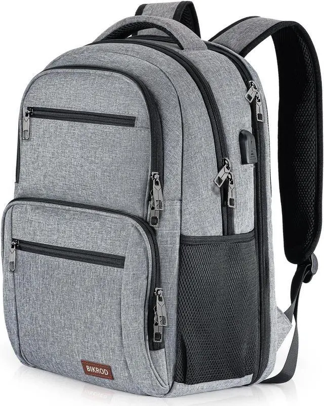 Main image of BIKROD Backpack for Men, TSA Travel Backpack, College Backpacks Water Resistant Back Pack with USB Charging Port, Business Anti Theft Durable Computer Bag Gifts Fits 15.6 Inch Laptop, Grey