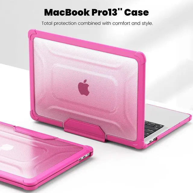 Alt view image 5 of 5 - DTangLsm for MacBook Pro 13 inch Case 2023 2022 2021 2020 M1 A2338 A2289 A2251 A2159 A1989 A1706 Heavy Duty Plastic Hard Shell Rugged Protective Case with TPU Bumper Fold Kickstand+Keyboard Skin, Pink