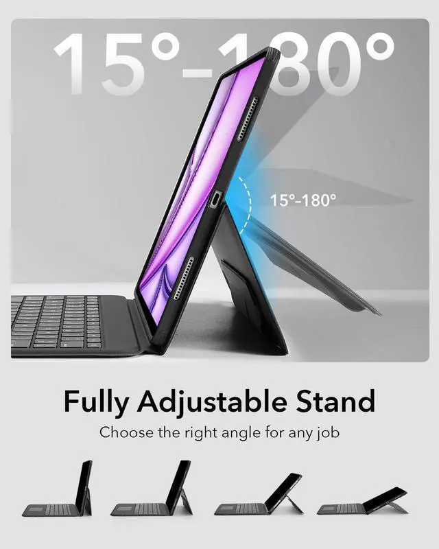 Alt view image 4 of 5 - ESR iPad Air 13 Inch Case Keyboard (M3/M2, 2025/2024), Keyboard Case with Trackpad, Magnetic Detachable Keyboard with Backlit Keys, Fully Adjustable Portrait/Landscape Stand, Ascend Series, Black