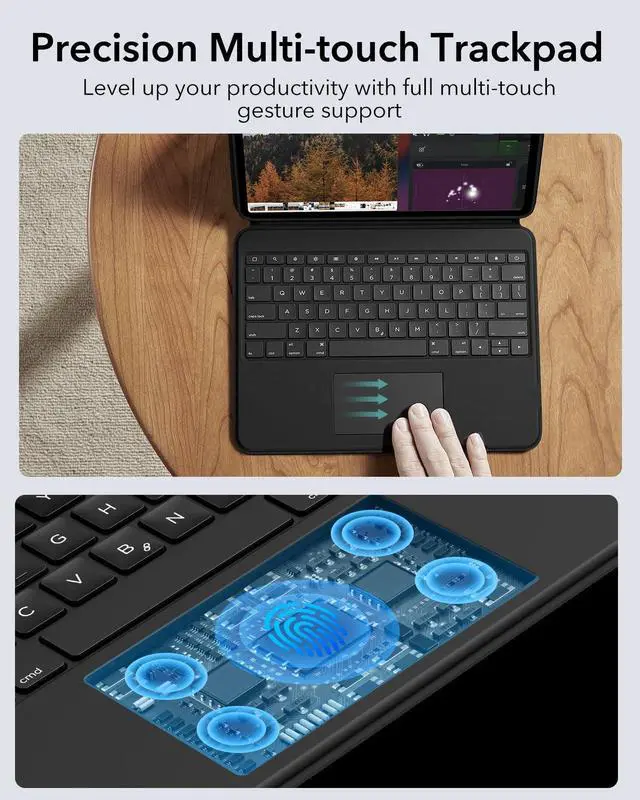 Alt view image 5 of 5 - ESR iPad Air 13 Inch Case Keyboard (M3/M2, 2025/2024), Keyboard Case with Trackpad, Magnetic Detachable Keyboard with Backlit Keys, Fully Adjustable Portrait/Landscape Stand, Ascend Series, Black