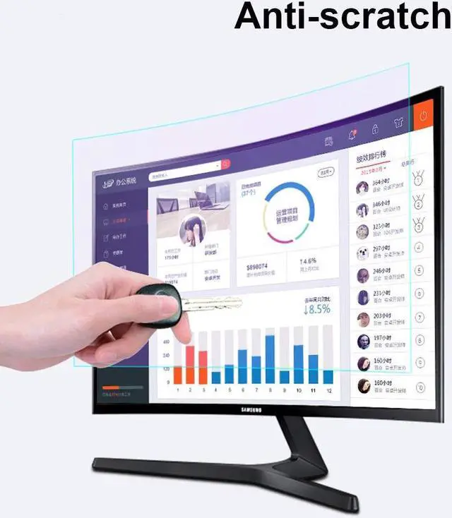 Alt view image 3 of 5 - CapriTech 32 Inch Anti Blue Light Monitor Screen Protector -Anti Glare Filter Film for Curved screen, No Air Bubbles/Relieve Eyestrain/Ultra Clear