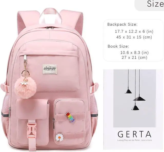Alt view image 5 of 5 - abshoo Big Student Laptop Backpack For College Women Middle High School Teen Girls Bookbag Travel Daypack (Pink)