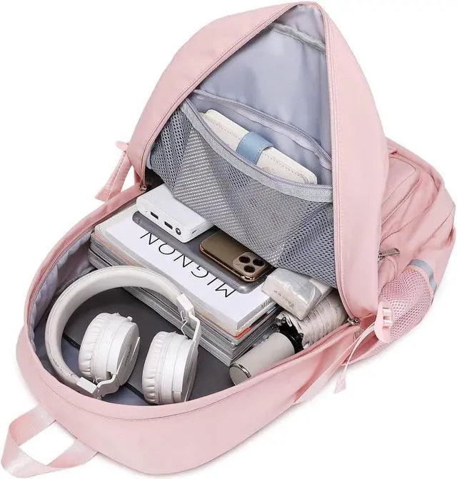 Alt view image 4 of 5 - abshoo Big Student Laptop Backpack For College Women Middle High School Teen Girls Bookbag Travel Daypack (Pink)