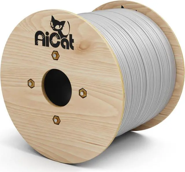 Main image of AiCat Cat6 Direct Burial Cable 1000ft - 23AWG Solid Copper Conductors 550MHz, PoE++(4PPoE), UL Listed, Unshielded Twisted Pair UTP Riser CMX Rated, Waterproof, UV Resistant Cat 6 Outdoor Cable (White)