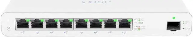 Alt view image 2 of 5 - Ubiquiti UISP-S Gigabit PoE Switch for WISP MicroPoP Applications, 8 x GbE RJ45 Ports, 1 x 1G SFP Port, Fanless Thermal Cooling, Silent Operation, White