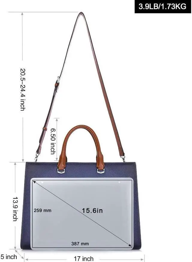 Alt view image 3 of 5 - CLUCI Leather Briefcase for Women Laptop 15.6 Inch Professional Business Work Ladies Computer Handbag Shoulder Bag Two-toned Blue