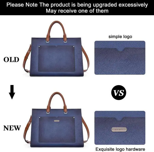 Alt view image 2 of 5 - CLUCI Leather Briefcase for Women Laptop 15.6 Inch Professional Business Work Ladies Computer Handbag Shoulder Bag Two-toned Blue