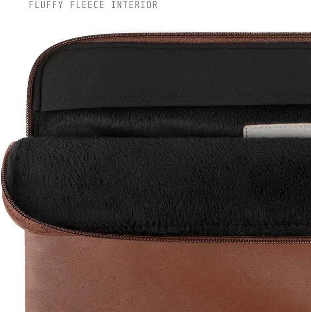 Alt view image 3 of 5 - Comfyable Slim Laptop Sleeve Compatible with 13 Inch MacBook Air 13 in M4 M3 M2 M1, 13" MacBook Pro, PU Leather Bag Water-Resistant Cover Case, Brown