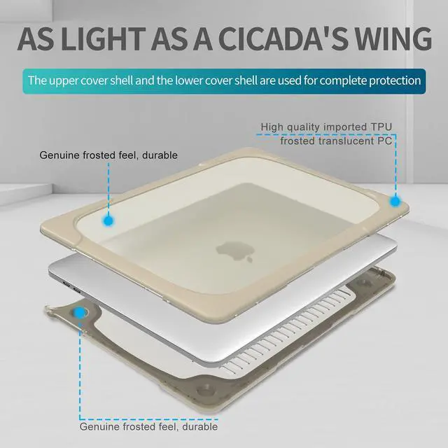 Alt view image 2 of 5 - Funut for MacBook Air 13 inch Case 2022 2023 2024 M3 A3113 M2 A2681 with Touch ID, Heavy Duty Plastic Hard Shell with TPU Bumper Fold Kickstand & Keyboard Cover for MacBook Air 13, Khaki