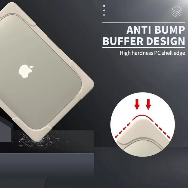Alt view image 4 of 5 - Funut for MacBook Air 13 inch Case 2022 2023 2024 M3 A3113 M2 A2681 with Touch ID, Heavy Duty Plastic Hard Shell with TPU Bumper Fold Kickstand & Keyboard Cover for MacBook Air 13, Khaki