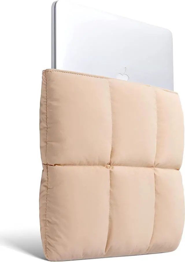 Alt view image 2 of 5 - Comfyable Puffy Laptop Sleeve 13 Inch 14 Inch, Quilted Puffer Laptop Carrying Case, Pillow Case Compatible with MacBook Air M4 2025 M3 M2 M1, MacBook Pro M4 Pro/Max, Sand
