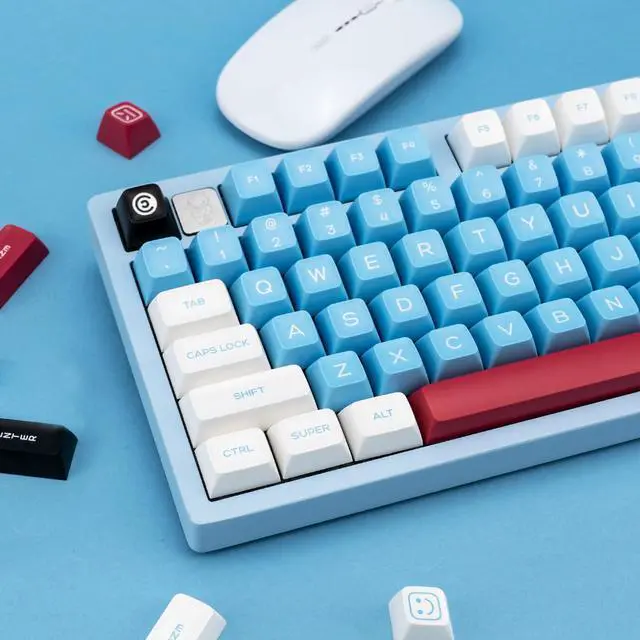 Alt view image 4 of 5 - GEKUCAP 170 Keys Double Shot Keycaps, SA Profile PBT Keycaps Full Set, Custom Keyboard Keycaps for 60% 65% 75% 100% Cherry Gateron MX Switches Mechanical Keyboard, Blue/Black/White/Red Keycaps