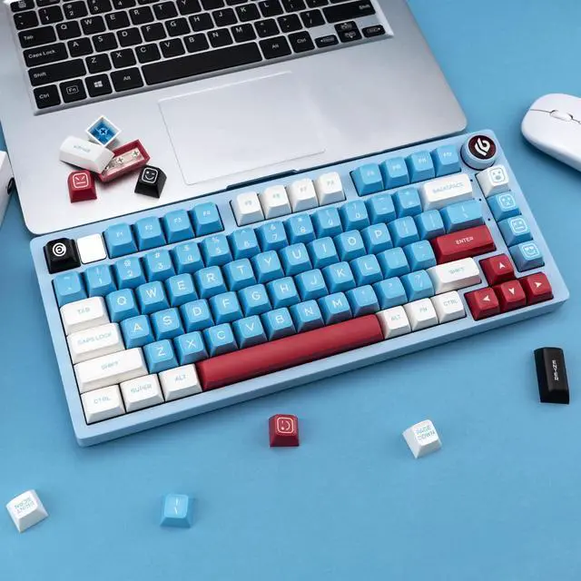 Alt view image 5 of 5 - GEKUCAP 170 Keys Double Shot Keycaps, SA Profile PBT Keycaps Full Set, Custom Keyboard Keycaps for 60% 65% 75% 100% Cherry Gateron MX Switches Mechanical Keyboard, Blue/Black/White/Red Keycaps