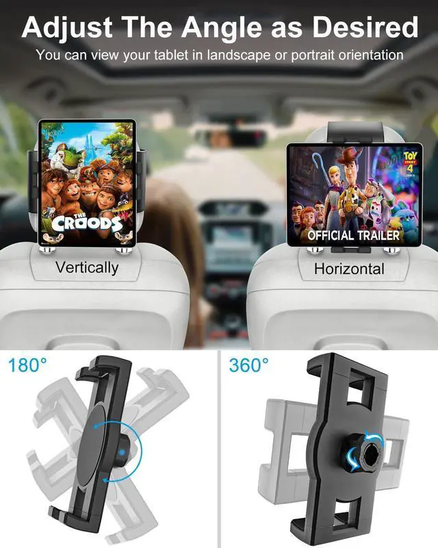 Alt view image 3 of 5 - GDZN Car Headrest Tablet Mount Holder, [Highly Elastic Band] Tablet Holder for Car Back Seat, Adjustable Vehicles Kids Travel Stand for iPad Pro 12.9 Mini Air, Galaxy Tabs, iPhone, Fire, 4-13" Device
