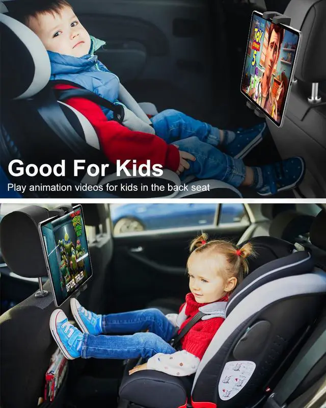 Alt view image 2 of 5 - GDZN Car Headrest Tablet Mount Holder, [Highly Elastic Band] Tablet Holder for Car Back Seat, Adjustable Vehicles Kids Travel Stand for iPad Pro 12.9 Mini Air, Galaxy Tabs, iPhone, Fire, 4-13" Device