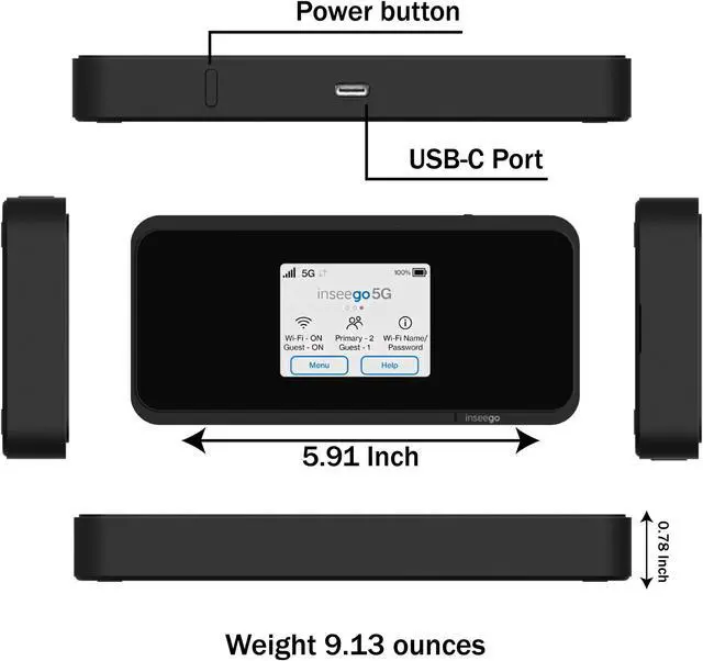 Alt view image 4 of 5 - 5G Mobile Portable WiFi | Verizon Wireless Jetpack Inseego MiFi M2100 | Free VPN Mobile Hotspot for Travel | Unlocked Globally | Speed Up to 2,7 Gbps | Use 8 hrs | EVDO-LINK Bundle - Verizon Sim Card
