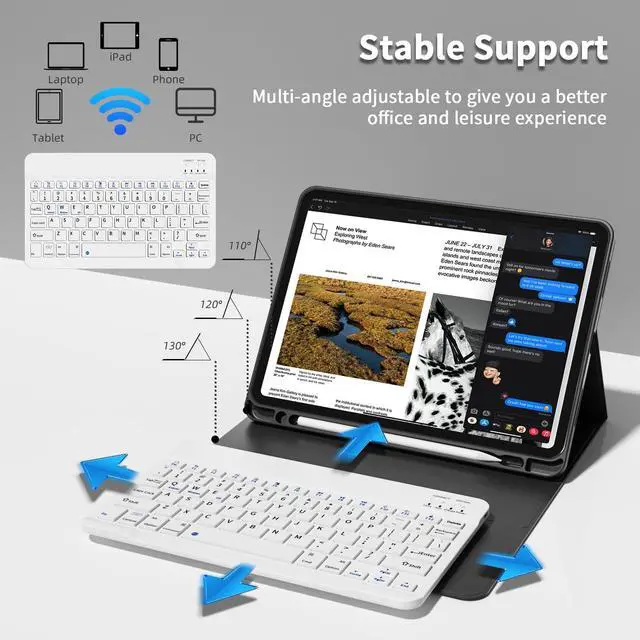 Alt view image 4 of 5 - GKABXY Keyboard Case for iPad Pro 11 inch (4th/3rd/2nd/1st Gen) 2022/2021/2020/2018, Detachable Wireless Bluetooth Keyboard Case with Pencil Holder for iPad Pro 11", Auto Sleep/Wake (Black)