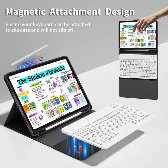 Alt view image 3 of 5 - GKABXY Keyboard Case for iPad Pro 11 inch (4th/3rd/2nd/1st Gen) 2022/2021/2020/2018, Detachable Wireless Bluetooth Keyboard Case with Pencil Holder for iPad Pro 11", Auto Sleep/Wake (Black)