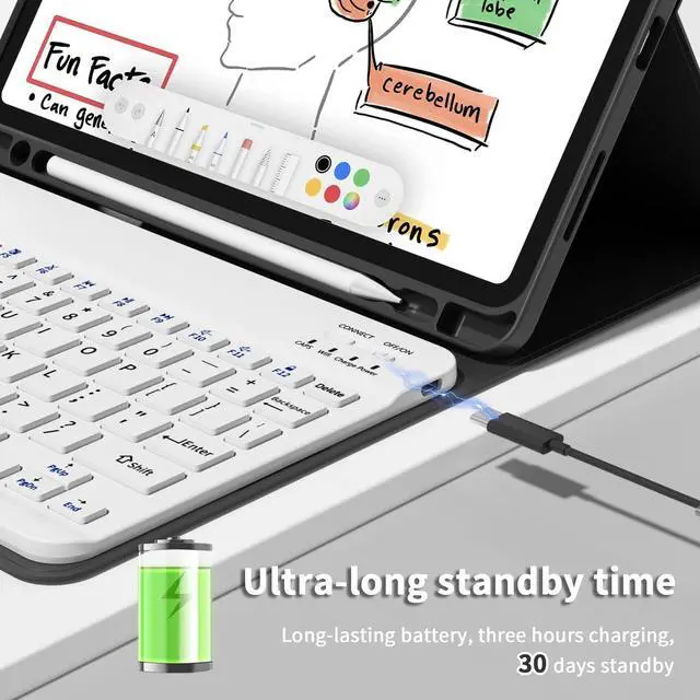 Alt view image 5 of 5 - GKABXY Keyboard Case for iPad Pro 11 inch (4th/3rd/2nd/1st Gen) 2022/2021/2020/2018, Detachable Wireless Bluetooth Keyboard Case with Pencil Holder for iPad Pro 11", Auto Sleep/Wake (Black)
