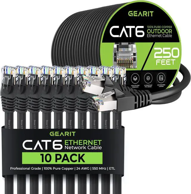 Main image of GearIT 10Pack 1ft Cat6 Ethernet Cable & 250ft Cat6 Cable