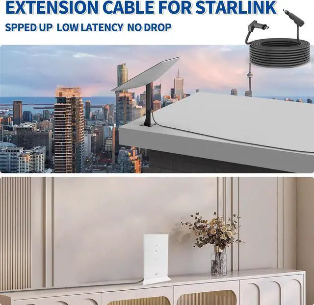 Alt view image 4 of 5 - SZSAUTO 75Ft Replacement Cable for Starlink Gen2 V2 Rectangular Satellite - Better Anti-Interference - Extension Cord Wire with Cable Feed Through Bushings for Replace Starlink Gen 2 Cables