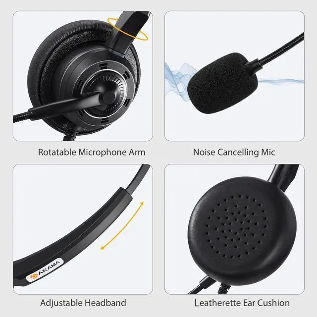 Alt view image 4 of 5 - Cell Phone Headset with Noise Canceling Mic & Answer Switch, 3.5mm Headset for iPhone Android and iPad Tablets, Wired Computer Headphone for Office Home Call Center Business Skype Softphone