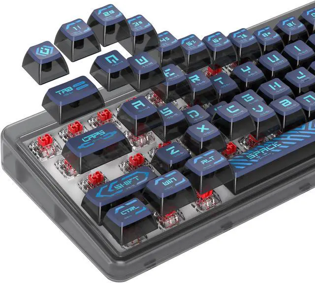 Alt view image 3 of 5 - Guffercty kred GTSP Retro Punk Style Pudding keycaps ASA Profile, 120-Keys PBT Keycaps Custom Keyboard Keycaps 75 Percent US Layouts for MX Switches Mechanical Keyboard (Punk Blue)