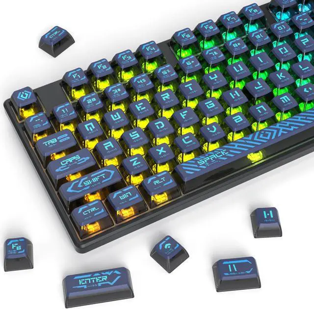 Main image of Guffercty kred GTSP Retro Punk Style Pudding keycaps ASA Profile, 120-Keys PBT Keycaps Custom Keyboard Keycaps 75 Percent US Layouts for MX Switches Mechanical Keyboard (Punk Blue)