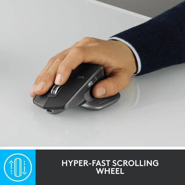 Alt view image 4 of 5 - Logitech MX Master 2S Bluetooth Edition Wireless Mouse - Use on Any Surface, Hyper-Fast Scrolling, Ergonomic, Rechargeable, Control Up to 3 Apple Mac and Windows Computers - Graphite
