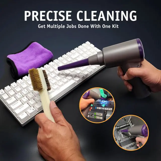 Alt view image 2 of 4 - Cyberguys! Compressed Air Duster - Rechargeable Electric Air Duster Kit - Eco-Friendly Canned Air Replacement with Complete Cleaning kit
