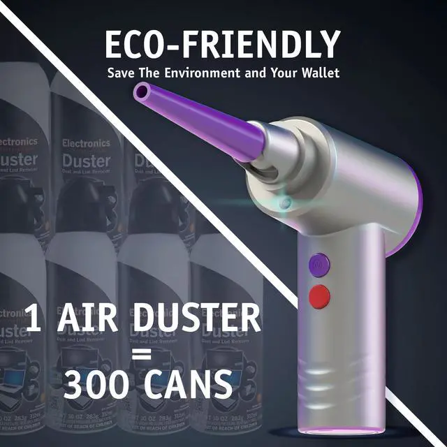 Alt view image 4 of 4 - Cyberguys! Compressed Air Duster - Rechargeable Electric Air Duster Kit - Eco-Friendly Canned Air Replacement with Complete Cleaning kit