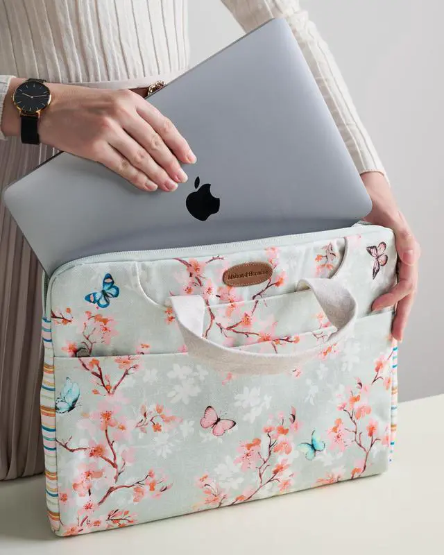 Alt view image 2 of 5 - Maison d'Hermine Laptop Bag upto 15.6 inch Stain and water repellent Cotton canvas - Blossom In Spring