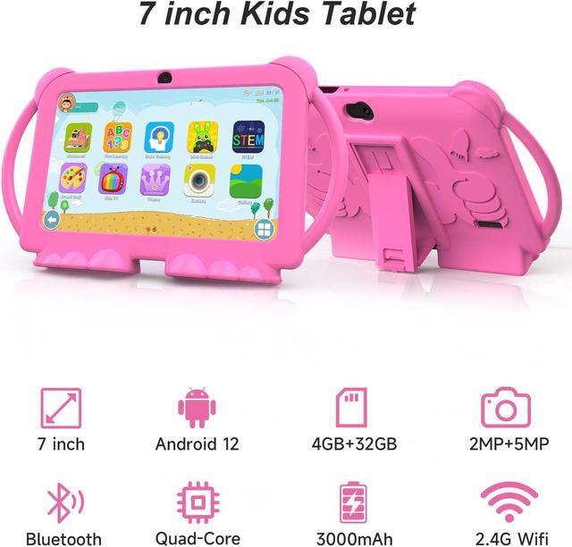 Alt view image 2 of 5 - Kids Tablet, 7 inch Android Tablet for Kids, 4GB RAM 32GB ROM 1TB Expand, Toddler Tablets with Parental Control, IPS Screen, Dual Camera, Educational, Games, Shockproof Case for Boys/Girls (Pink)