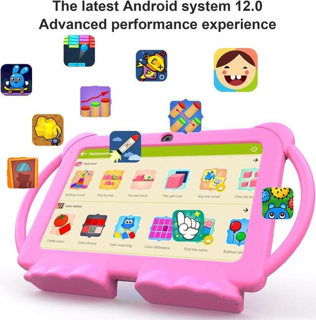 Alt view image 3 of 5 - Kids Tablet, 7 inch Android Tablet for Kids, 4GB RAM 32GB ROM 1TB Expand, Toddler Tablets with Parental Control, IPS Screen, Dual Camera, Educational, Games, Shockproof Case for Boys/Girls (Pink)
