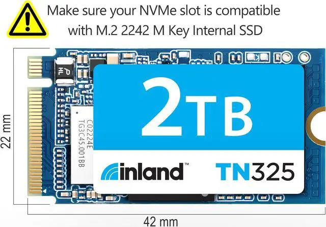 Alt view image 2 of 5 - INLAND M.2 2242 2TB SSD NVMe PCIe Gen 3x4 Internal Solid State Drive 3D NAND TLC Read/Write Speed Up to 2,400/2,100 MB/s