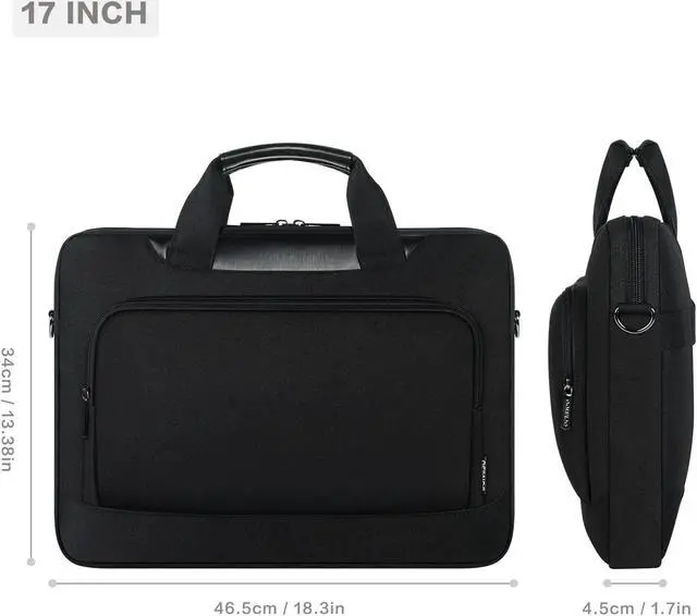Alt view image 5 of 5 - DOMISO Laptop Sleeve Case Large Capacity Shoulder Bag Compatible with 17-17.3 inch Dell XPS/Inspiron 17 / HP Gaming Pavilion 17 / Chromebook 317Black