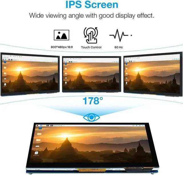 Alt view image 4 of 5 - Hosyond 7 Inch Touchscreen IPS DSI Display Compatible with Raspberry Pi 5/4/3, 800x480 Pixel Capacitive Screen MIPI Driver-Free Interface