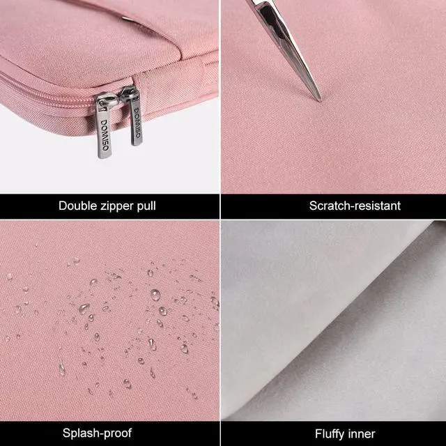 Alt view image 4 of 5 - DOMISO 17.3 inch Laptop Sleeve Case Water Resistant Shockproof Protective Computer Bag for 17.3" Notebook/IdeaPad/LG Gram/HP Pavilion Envy 17/MSI with Accesory Bag,Pink