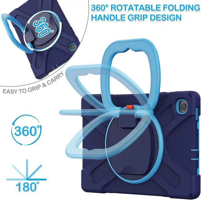 Alt view image 2 of 5 - BATYUE Case for Galaxy Tab S6 Lite 10.4 Inch 2024/2022/2020 with Pen Holder, Shockproof Rugged Cover with 360 Rotating Stand, Shoulder Strap, Handle Grip for Samsung Galaxy Tab S6 Lite, Navy Blue