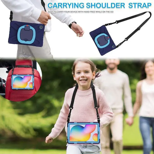 Alt view image 5 of 5 - BATYUE Case for Galaxy Tab S6 Lite 10.4 Inch 2024/2022/2020 with Pen Holder, Shockproof Rugged Cover with 360 Rotating Stand, Shoulder Strap, Handle Grip for Samsung Galaxy Tab S6 Lite, Navy Blue