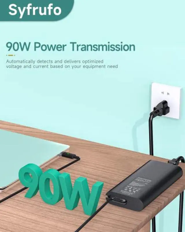 Alt view image 2 of 5 - 90W USB C Laptop Charger for Dell Latitude, Power Cord for 5420 5520 7420 5400 7300 7275 7280 7200 2-in-1 7285 2-in-1, DC/AC Adapter for 3120 3300 3301 9410 9420 (90W)