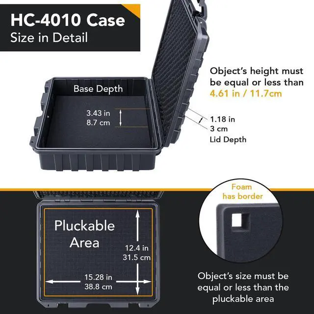 Alt view image 3 of 5 - Lykus HC-4010 Waterproof Hard Case with Customizable Foam, Interior Size 16x13.2x4.6 in, Suitable for laptop, electronics, and more items