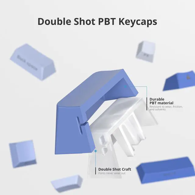 Alt view image 4 of 5 - iRoboosta Cherry Profile Side Printed PBT Keycaps, 135 Key Minimalist Double Shot Shine Through Custom Keycap, Gradient Key Cap for Cherry MX Switches Mechanical Keyboard (Purple/Side Print)
